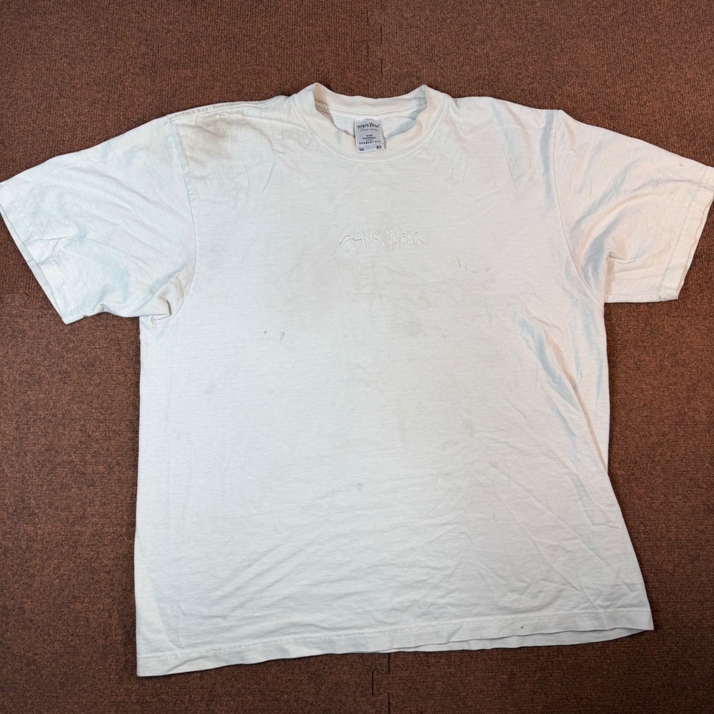 Shaka Wear SuperMAXHeavy T-Shirt Mens XL Garment Dye Embroidered Logo Off-White